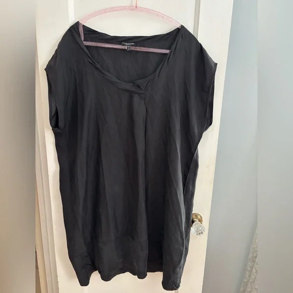 Eileen Fisher 100% Silk Black Dress Size 1X XL Scoop Neck Small Sleeve - Picture 2 of 4